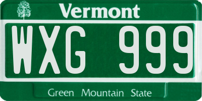 VT license plate WXG999