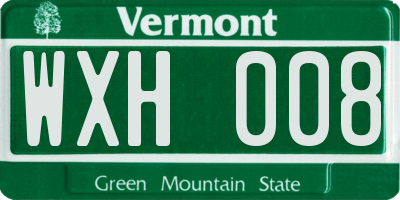 VT license plate WXH008