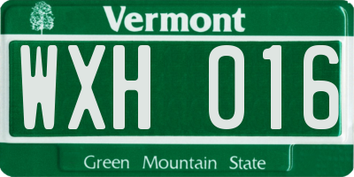 VT license plate WXH016