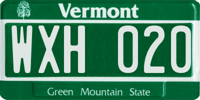 VT license plate WXH020