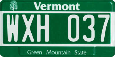 VT license plate WXH037