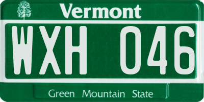 VT license plate WXH046