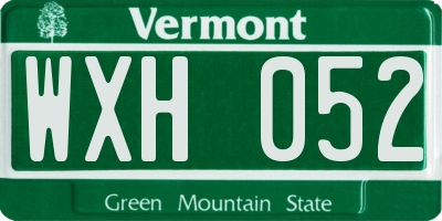 VT license plate WXH052