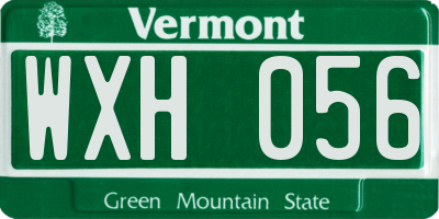 VT license plate WXH056