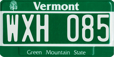 VT license plate WXH085