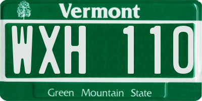 VT license plate WXH110