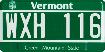 VT license plate WXH116
