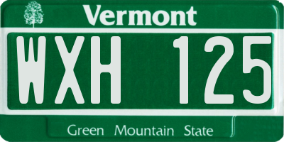 VT license plate WXH125