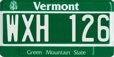VT license plate WXH126