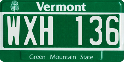 VT license plate WXH136