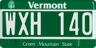 VT license plate WXH140