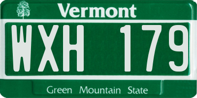 VT license plate WXH179