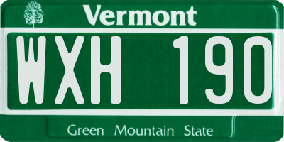 VT license plate WXH190