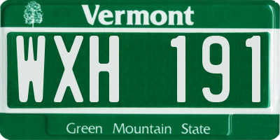 VT license plate WXH191