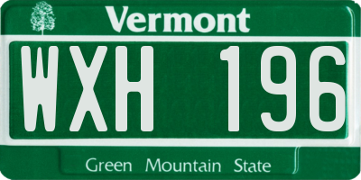 VT license plate WXH196