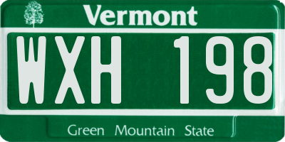 VT license plate WXH198