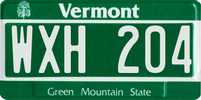 VT license plate WXH204