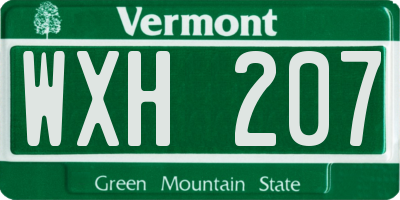 VT license plate WXH207
