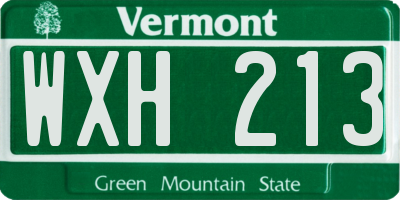 VT license plate WXH213