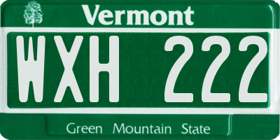 VT license plate WXH222