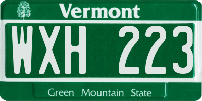 VT license plate WXH223