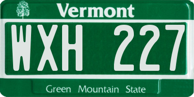 VT license plate WXH227