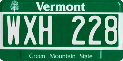 VT license plate WXH228