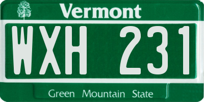 VT license plate WXH231