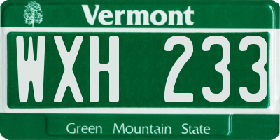 VT license plate WXH233