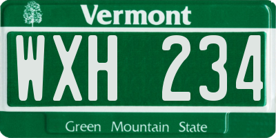 VT license plate WXH234