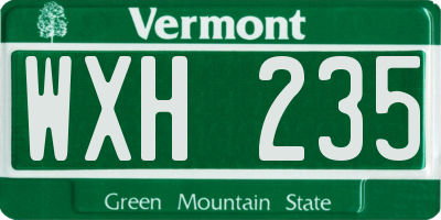 VT license plate WXH235
