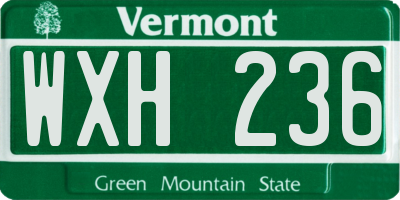 VT license plate WXH236