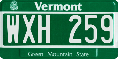 VT license plate WXH259