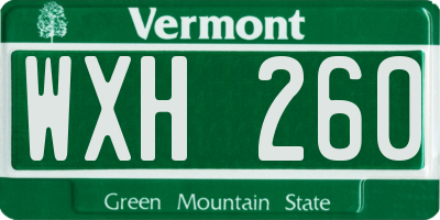VT license plate WXH260
