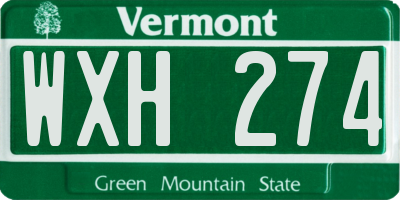VT license plate WXH274