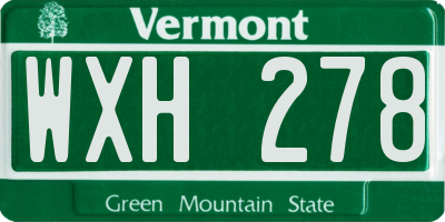 VT license plate WXH278