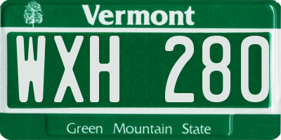 VT license plate WXH280