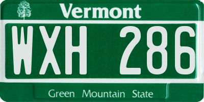 VT license plate WXH286