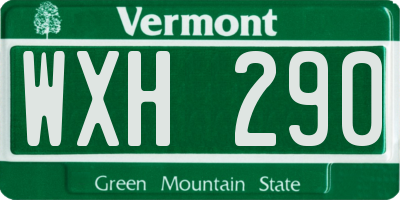 VT license plate WXH290