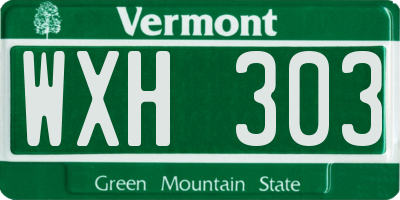 VT license plate WXH303