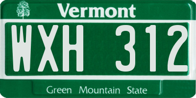 VT license plate WXH312