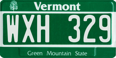 VT license plate WXH329