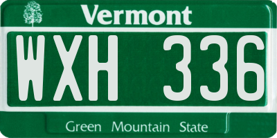 VT license plate WXH336