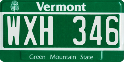 VT license plate WXH346