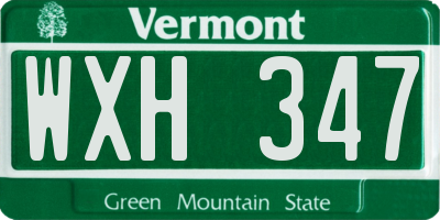 VT license plate WXH347