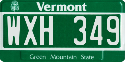 VT license plate WXH349