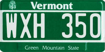 VT license plate WXH350