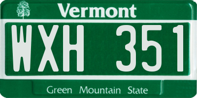 VT license plate WXH351