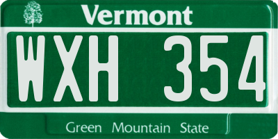 VT license plate WXH354