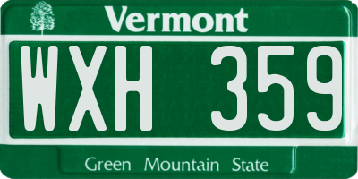 VT license plate WXH359